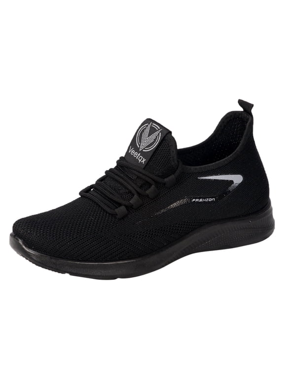 Mens Walking Sneakers Dress Shoes For Men Mens Sneakers Outdoor Running Shoes Knit Breathable Walking Shoes Wide Width Black,10