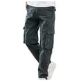 thumbnail image 1 of Ketyyh-chn99 Mens Work Pants Linen Pants Elastic Waist Straight Leg Loose Fit Pants Grey,32, 1 of 4