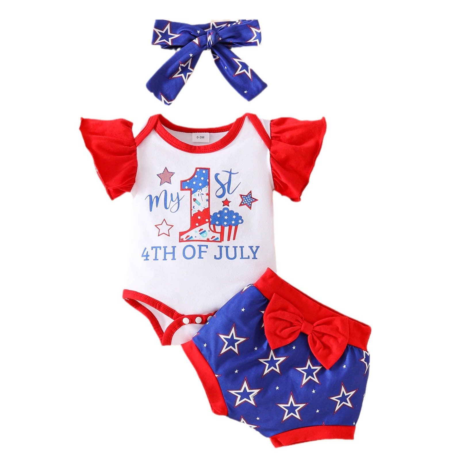 Ketyyhchn99 My 1st 4th of July Outfits Baby Girl American Flag Print