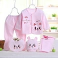 thumbnail image 1 of Ketyyh-chn99 Newborn Baby Boy Clothes 0-3 Months Baby Girl Clothes Sleeve Set Long +Bib Tops+Hat+Pants 5PCS Cartoon Boys Girls Outfits Baby Girls Outfits Set 3-6 Month Girl One Size,Pink, 1 of 3