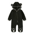 thumbnail image 1 of Ketyyh-chn99 Baby Rompers Newborn Toddler Baby Girls Footies Romper Hooded Fleece Jumper for Baby Jumpsuit Black,18-24 Months, 1 of 5