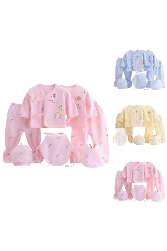 Newborn Clothes 7PCS Newborn Baby Layette Set 2 Tops+2 Pants+Hat+Bib+chest covering Size for 0-3 Months,Yellow