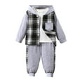 thumbnail image 1 of Ketyyh-chn99 Newborn Clothes For Boys Toddler Boy Clothes Set Long Sleeve Prints Tops Pants Kids 2Pcs Set Outfits Kids Fall Winter Clothes Size for 6-9 Months,Grey, 1 of 8