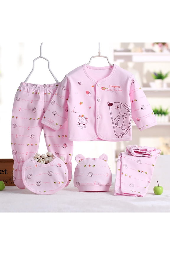 Baby Clothing Set Girl Clothes 5pcs Boy Clothes 0-3 Months Baby Outfits Pants Gifts Layette Set Pink,One Size