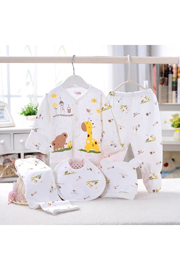 Baby Boy Clothes 0-3 Months 5PCS Newborn 0-3M Boys Girls Baby Cotton Clothes Tops Hat Pants Suit Outfit Sets Onesize B,One Size