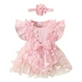 thumbnail image 1 of Ketyyh-chn99 Newborn Girl Clothes 1st Birthday Girl Gifts Baby Girl Dress Romper Baby Romper Dress Flowers Embroidery Tulle Skirt Infant Girl Summer Clothes with Headband Size for 6-9 Months,Pink, 1 of 7