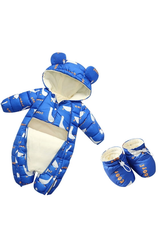Outfit for Boys Infant Newborn Baby Boys Girls 0-24 Months Cute Hooded Snow Wear Winter Jumpsuit Outwear Snowsuit Warm Romper Coat With Shoes Set Clothes Outfits F,0-6 Months