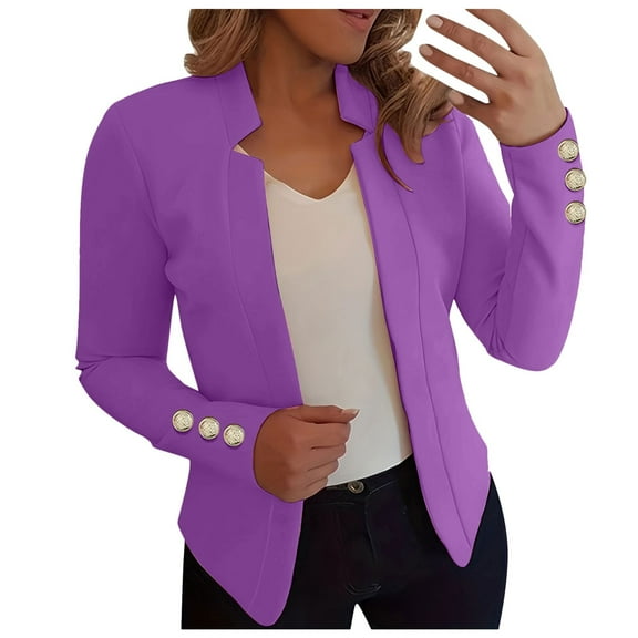 Ketyyh-chn99 Oversized Blazers for Women Winter Coats for Women Fashion Womens Blazer Jacket Women Long Sleeve Blazer Open Front Lapel Office Blazer Jacket Purple,5XL