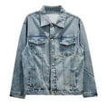 thumbnail image 1 of Ketyyh-chn99 Oversized Jean Jacket Casual Button Down Denim Jacket Light Blue,4XL, 1 of 4