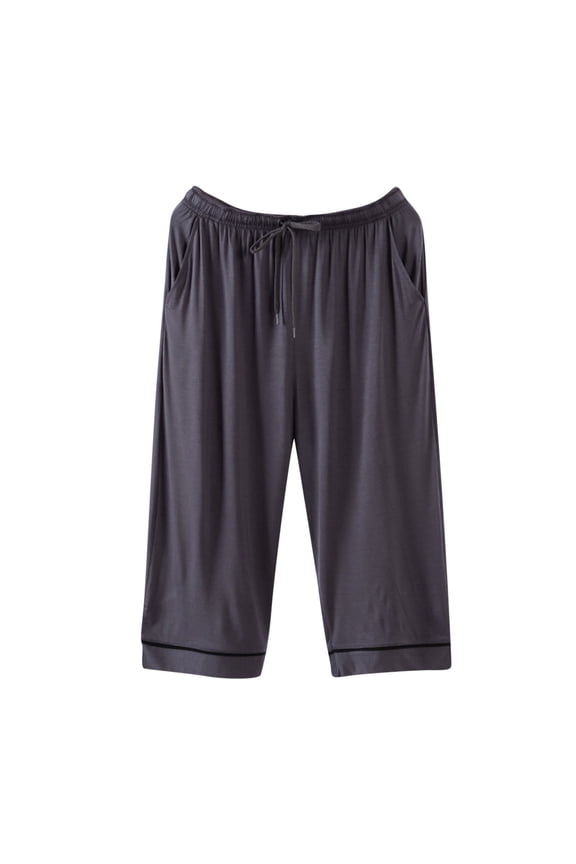 Pajamas for Men Casual Fashion 2034 Men's Pajama Bottoms Mens Capris Outfit Loose Pajamas Home Pants Dark Gray,4XL