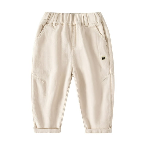 Ketyyh-chn99 Pants Boys Elastic Baby Boys Solid Color Fashion Bottomed Pants White,100