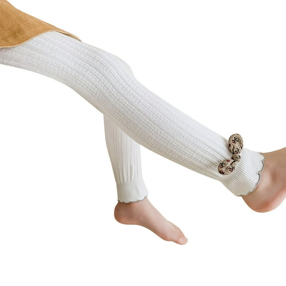 Ketyyh-chn99 Pants for Girls Elastic Leggings Girls Solid Color Buttom Pants White,M