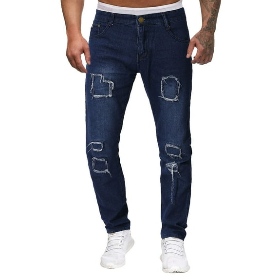 Ketyyh-chn99 Pants for Men Designer Fashion Mens Slim Fit Skinny Denim Jeans Blue,2XL