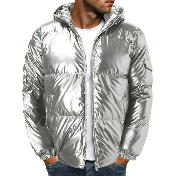 Ketyyh-chn99 Parka Jacket Men Solid Color Causal Winter Warm Thicken Overcoat Grey,M