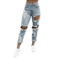 thumbnail image 1 of Ketyyh-chn99 Plus Size Jeans for Women 2023 Casual Elastic Waist Outdoor Pant Fashion Cropped Pants Light Blue,S, 1 of 4
