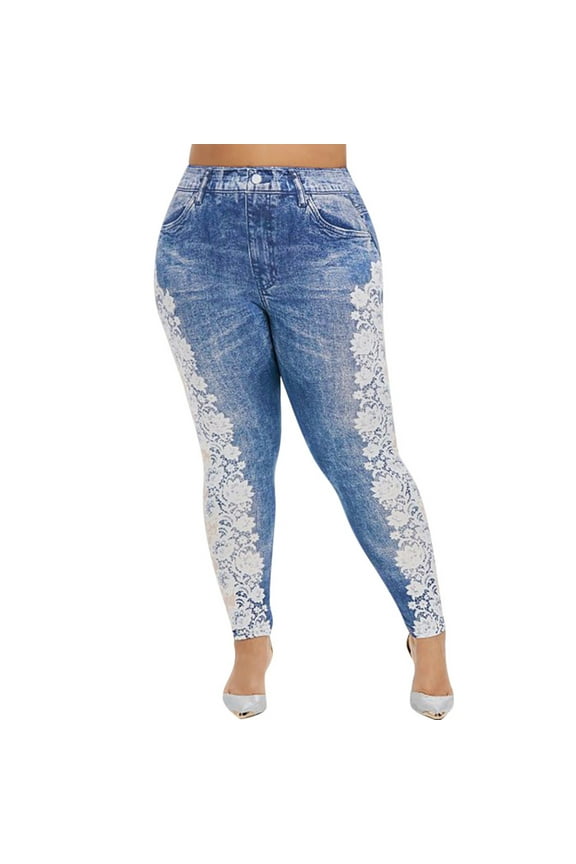 Plus Size Jeans for Women Stretch Skinny Flare Denim Pants Casual Jeans Trousers Blue,3XL
