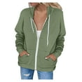 thumbnail image 1 of Ketyyh-chn99 Plus Size Sweatshirts for Women Casual Zip Up Oversized Hoodies Tunic Long Lightweight Jacket Outerwear with Pockets for Women Clothes Army Green,S, 1 of 4