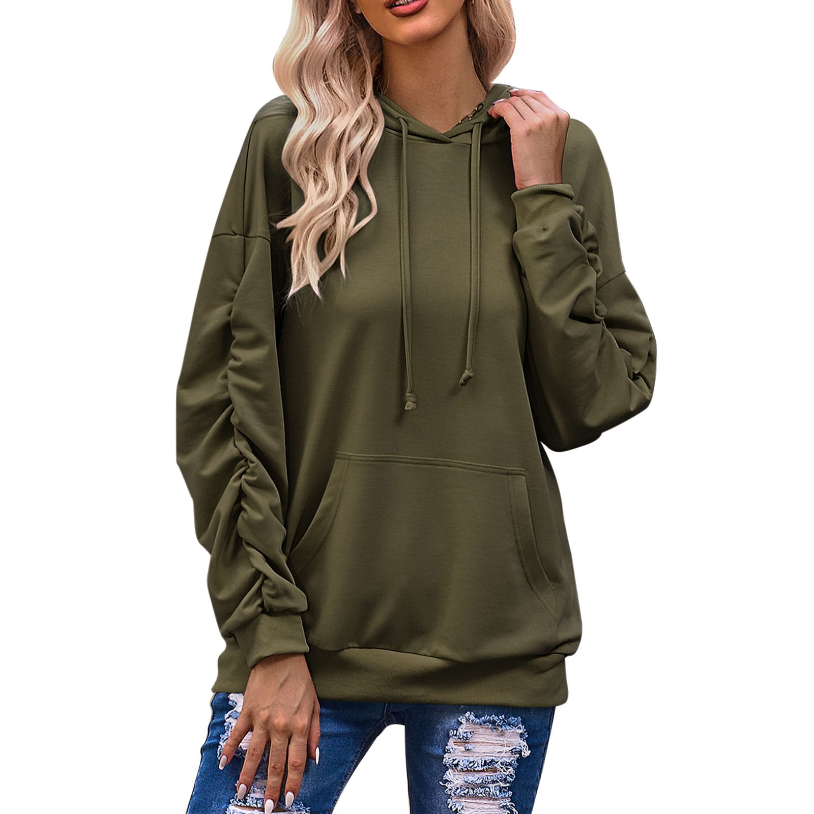 Womens army green sweatshirt sales
