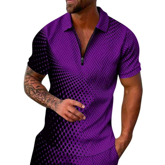 Ketyyh-chn99 Polo Long Sleeve Shirts for Men Fashion Loose Fit Blouses for Mens 2024 Purple,M