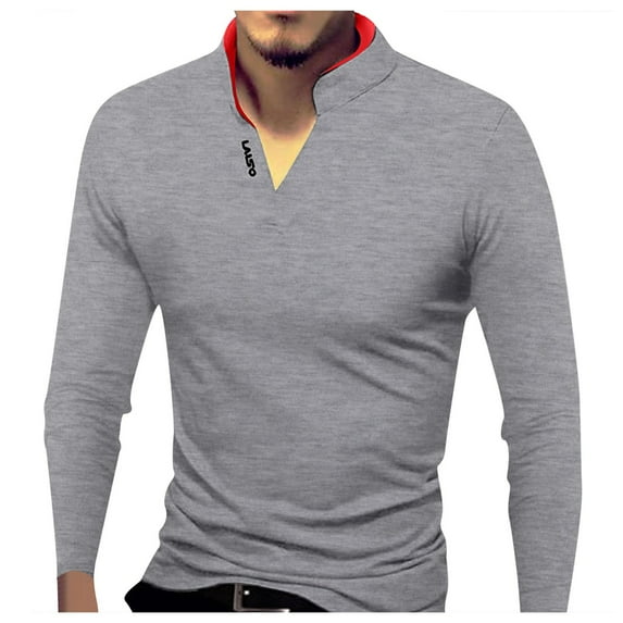 Ketyyh-chn99 Polo Shirts for Mens Knit Polo Mens Polos Long Sleeve Big And Tall Men's Polos Shirts Long Sleeve Men's Soft Polo Shirt Winter Tops Shirts Grey,M