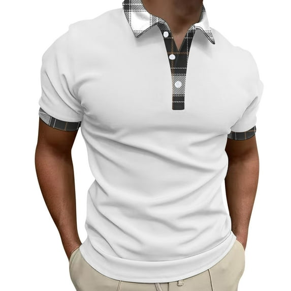 Ketyyh-chn99 Polo Shirts for Men Summer Short Sleeve Fashion Sports Casual T-shirt Tops White,3XL