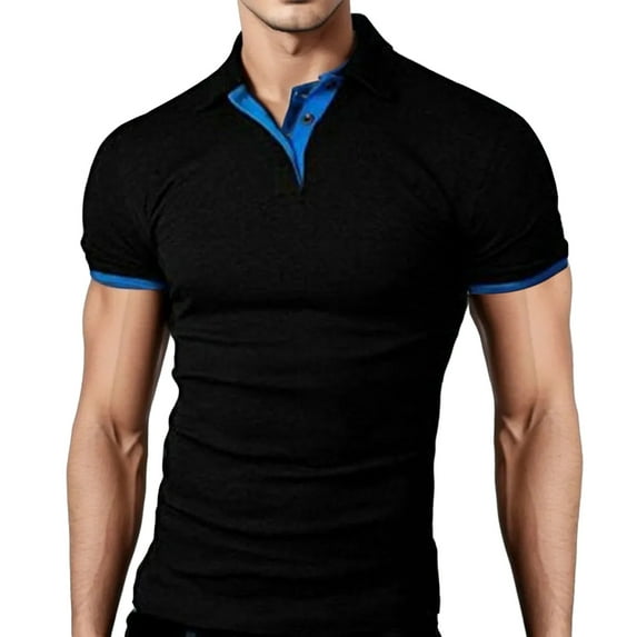 Ketyyh-chn99 Polo Shirts for Men Fashion 2024 Zipper Button Long Sleeves Loose Shirt Black,3XL