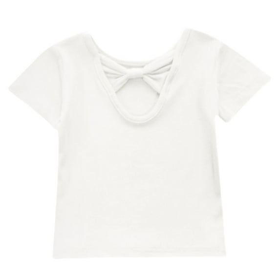 Ketyyh-chn99 Ruffle Tunic Toddler Girls T Shirt Cotton Summer Short Sleeve Shirt Cute Casual Fashion Round Neck Solid Color T Shirt Size for 6-7 Years,White