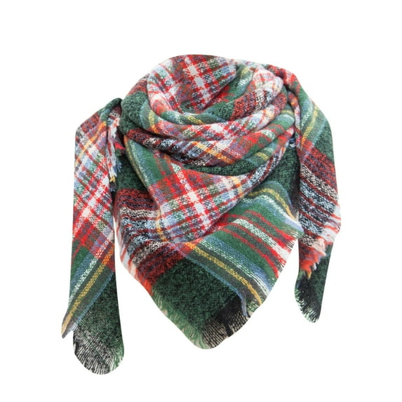 Ketyyh-chn99 Scarf for Women Fall Scarf Classic Tassel Plaid Scarf Warm Soft Large Blanket Wrap Shawl Scarves Green