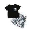 thumbnail image 1 of Ketyyh-chn99 Set for Boys Clothes Baby Boys 2pcs Summer Outfits Short Sleeve T-Shirt Tops Shorts Set Toddler Clothes Black,3-4 Years, 1 of 5