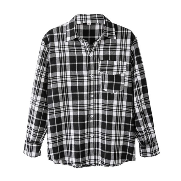 Ketyyh-chn99 Shirt for Men Solid Color Buttons Down Tunic Top Long Sleeve Shirt Black,M