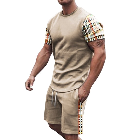 Ketyyh-chn99 Short Sets for Mens Jogging Fashion Sweatsuit Mens Shorts Casual Drawstring Summer Beach Shorts Beige,M