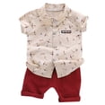 thumbnail image 1 of Ketyyh-chn99 Shorts Sets for Baby Boys Toddler Boy Summer Outfits Short Sleeve Patchwork Top T-Shirt Pant Set 2 Piece Khaki,12-18 Months, 1 of 5