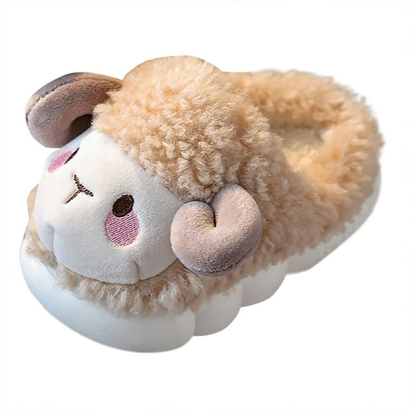 Ketyyh-chn99 Slippers Toddler Comfort House Slippers Cute Warm Plush Slip-On Boys Girls Khaki,24