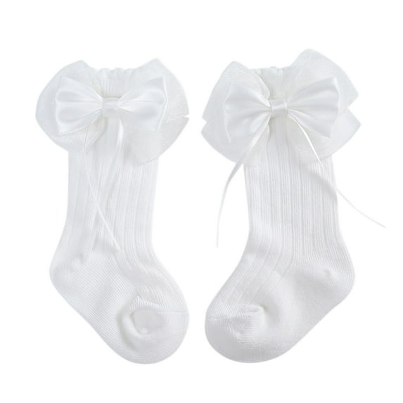 Ketyyh-chn99 Socks High Sock Solid Color Socks Autumn Stocking for Baby Girl White,S