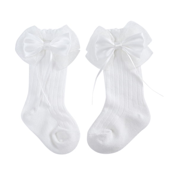 Ketyyh-chn99 Socks High Sock Solid Color Socks Autumn Stocking for Baby Girl White,S