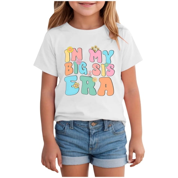 Ketyyh-chn99 Sports T Shirts for Girls Toddler Girl Shirt Fashion Leisure Casual Tee T Shirts Cotton Short Sleeve Tees Size for 5-6 Years,White