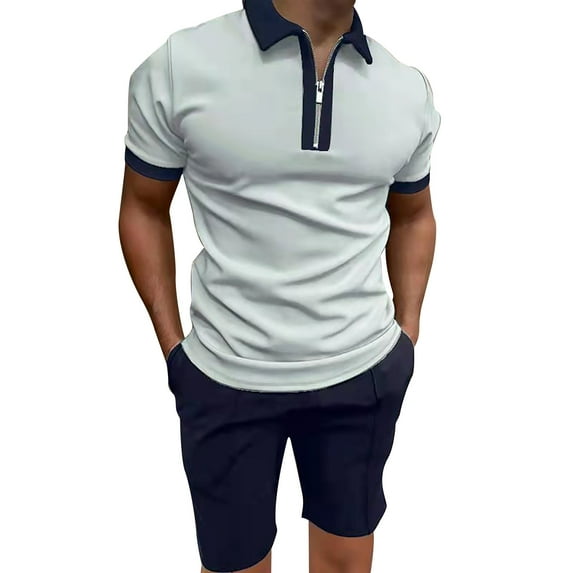 Ketyyh-chn99 Summer Clothes for Men 2pcs Outfits Casual Short Sleeve and Shorts Set for Men Grey,2xl