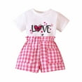 thumbnail image 1 of Ketyyh-chn99 Summer Outfits for Girls Suitable Letter Print T Shirt Shorts 2pcs Clothes White,100, 1 of 5