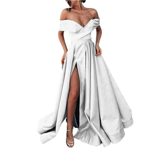 Ketyyh-chn99 Sun Dresses for Women Casual Wedding Gown Casual Sleeveless Flowy Pleated Sun Beach Boho Elegant Swing Party Dresses White,L