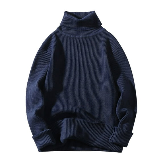Ketyyh-chn99 Sweaters for Young Men Cute Long Sleeve Sweaters Loose Tops Knit Pullover Navy,L
