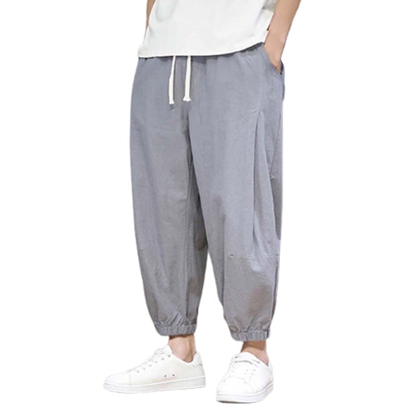 Ketyyh-chn99 Sweatpants for Men Drawstring Casual Solid Pants Sport Loose Fit Plain Pants Grey,M