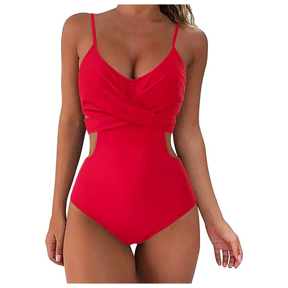 Ketyyh-chn99 Swim Dresses for Women Tankini Bathing Suits One Piece Swimsuit for Women Tummy Control Bathing Suits Full Coverage Swimwear Red,L