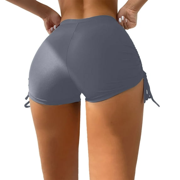 Ketyyh-chn99 Swim Shorts Women Tummy Control Swimsuits Bottoms for Women High Waist Bikini Bottoms Beach Short Gray,S