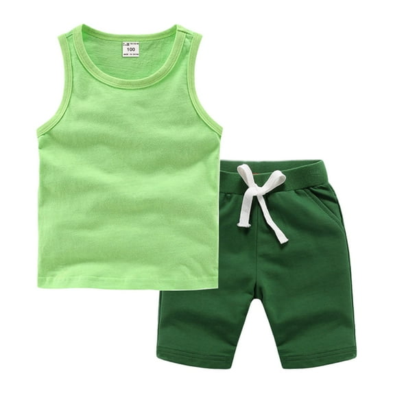 Ketyyh-chn99 T-Shirt and Mesh Shorts Outfit Set Toddler Baby Boy Clothes Cotton 18M 24M 1T 2T 3T 4T 5T 6T 7T 8T Summer Outfits Tank Tops Short Sets Size for 2-3 Years,Light Green