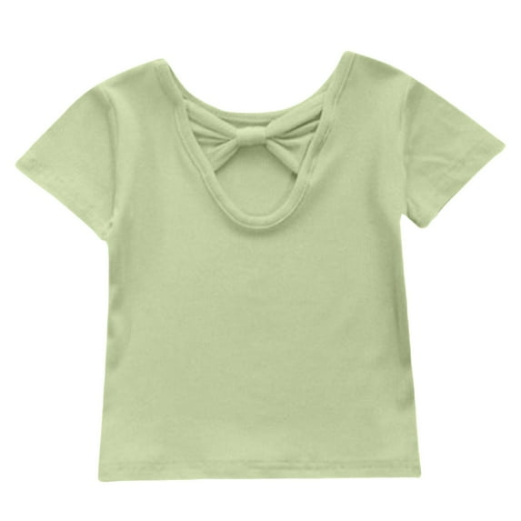 Ketyyh-chn99 T Shirts Toddlers Girls T Shirt Cotton Summer Short Sleeve Shirt Cute Casual Fashion Round Neck Solid Color T Shirt Size for 3-4 Years,Green