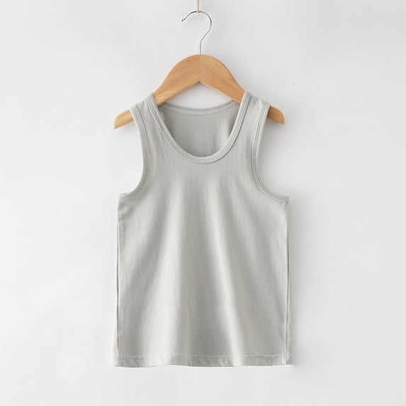Ketyyh-chn99 Tank Tops For Girls Undershirts Cami T Shirts Unisex Kids Toddler Baby Boys Girls Solid Tank Tops T-Shirts Cotton Undershirts Summer Sleeveless Vest Basic Tees Grey,5-6 Years