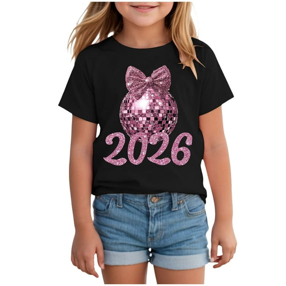 Ketyyh-chn99 Teen Clothes Girls Trendy Toddler Shirt Cute Fashion Leisure Casual Bow Family Short Sleeve Tee Size for 9-10 Years,Black