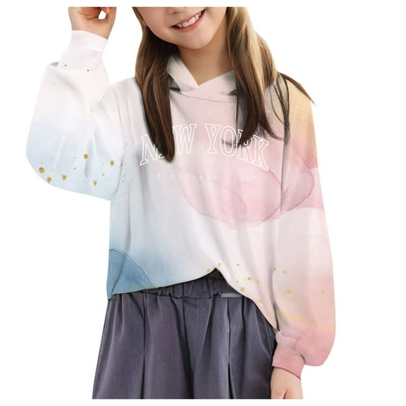 Ketyyh-chn99 Teen Girl Clothes Girls Casual Hoodies Long Sleeve Cute Lightweight Pullover Tops with pocket Loose Solid Sweatshirt Beige,12-13 Years