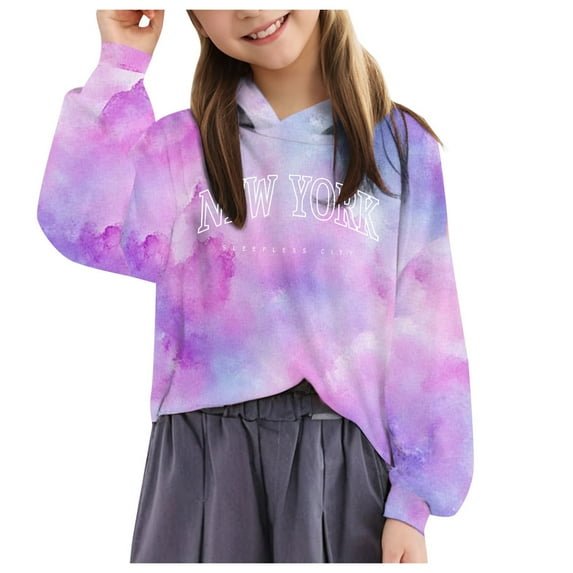 Ketyyh-chn99 Teen Girl Clothes Girls Casual Hoodies Long Sleeve Cute Lightweight Pullover Tops with pocket Loose Solid Sweatshirt Blue,6-7 Years