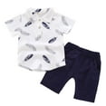 thumbnail image 1 of Ketyyh-chn99 Toddler Baby Boy Clothes Summer Outfits Short Sleeve Button Down Shirt Tops + Solid Shorts Clothing Set for 3-4 Years,White, 1 of 4